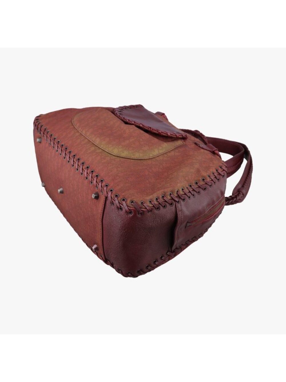 Dior Ethnic Tote Wine Red Multicolor Canvas Leather View 4